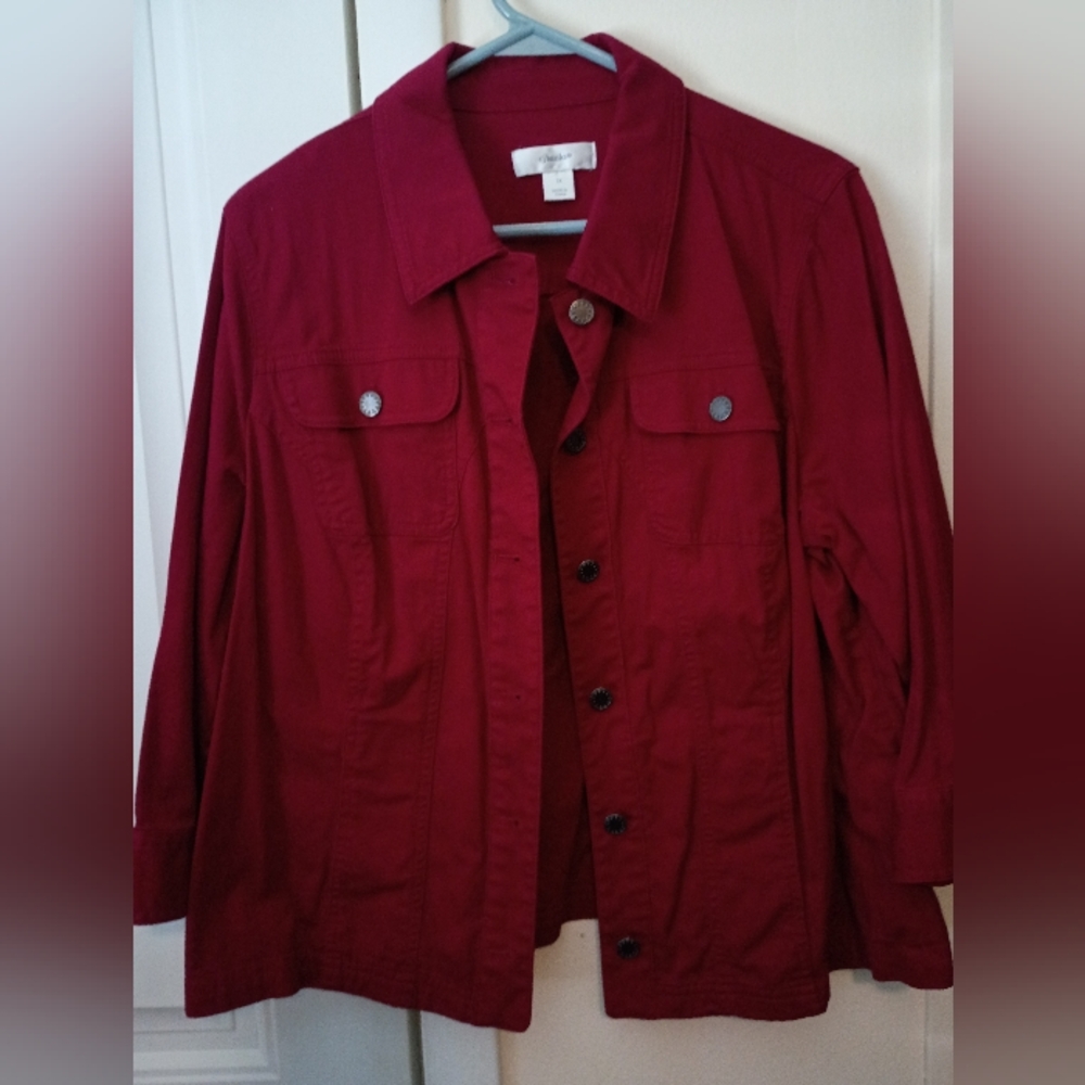 CJ Banks Deep Red Utility Jacket